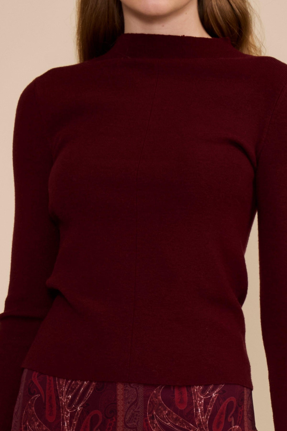 Lucy Paris Murphy Scarf Sweater - Burgundy-Hand In Pocket