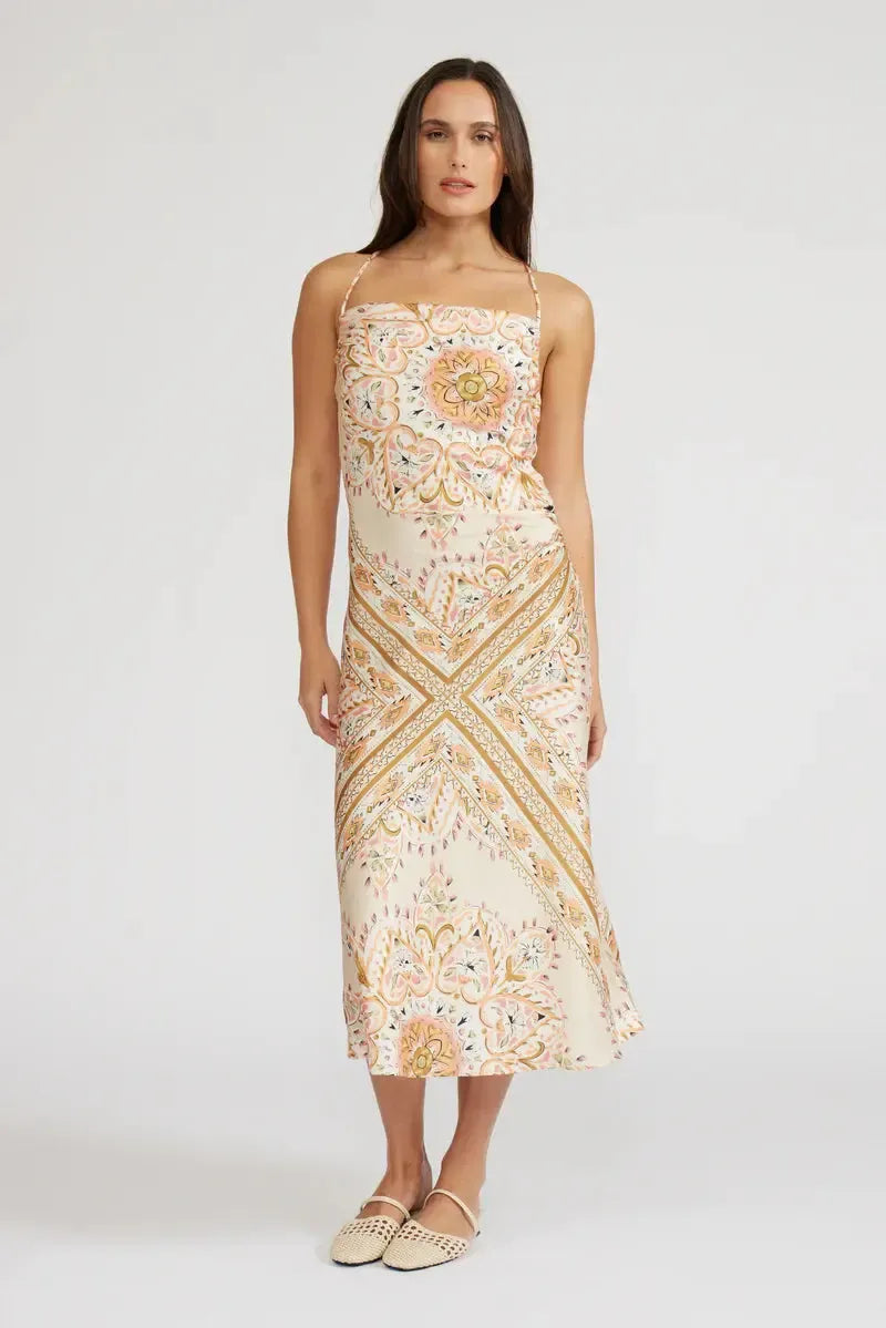 Lucy Paris Eden Cowl Neck Dress- Multi-Hand In Pocket