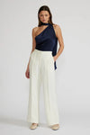 Lucy Paris Susan Tie Neck Top- Navy-Hand In Pocket