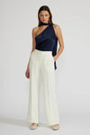 Lucy Paris Susan Tie Neck Top- Navy-Hand In Pocket