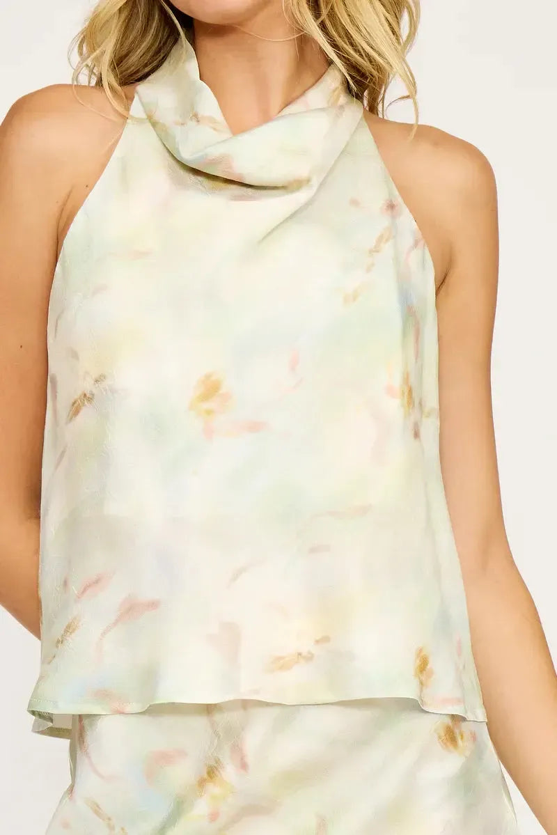 Lucy Paris Bowie Cowl Neck Top - Mint-Hand In Pocket