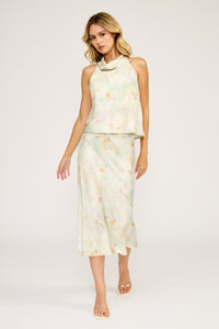 Lucy Paris Barbara Satin Skirt - Mint-Hand In Pocket