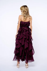 Ciebon Irina Ruffled Midi Dress - Plum-Hand In Pocket