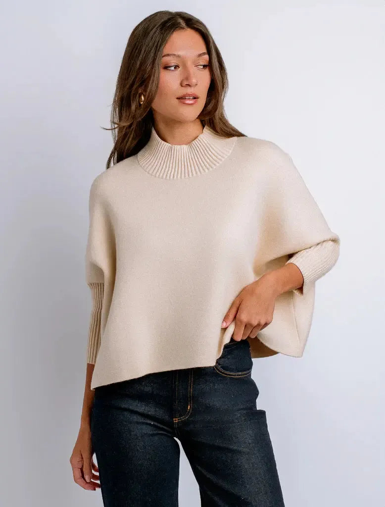 Aja Sweater- Ecru-Hand In Pocket