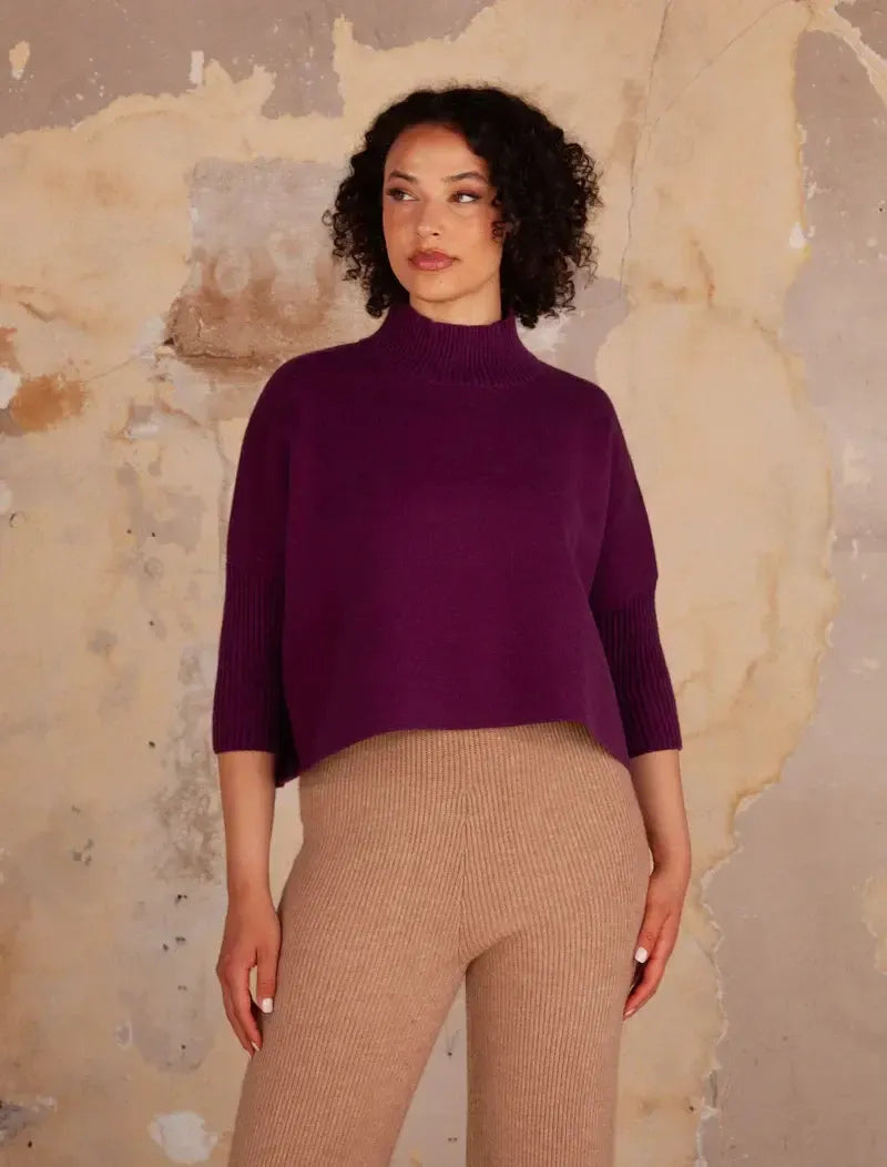 Kerisma Aja Sweater- Purple Wine-Hand In Pocket
