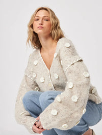 John & Jenn Marco Flower Sweater- Tundra