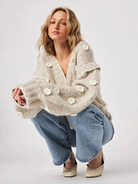 John & Jenn Marco Flower Sweater- Tundra