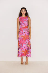 MINKPINK Sierra Mesh Midi Dress - Abstract Floral-Hand In Pocket