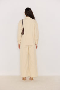 MINKPINK Jane Belted Drill Jacket - Ecru-Hand In Pocket