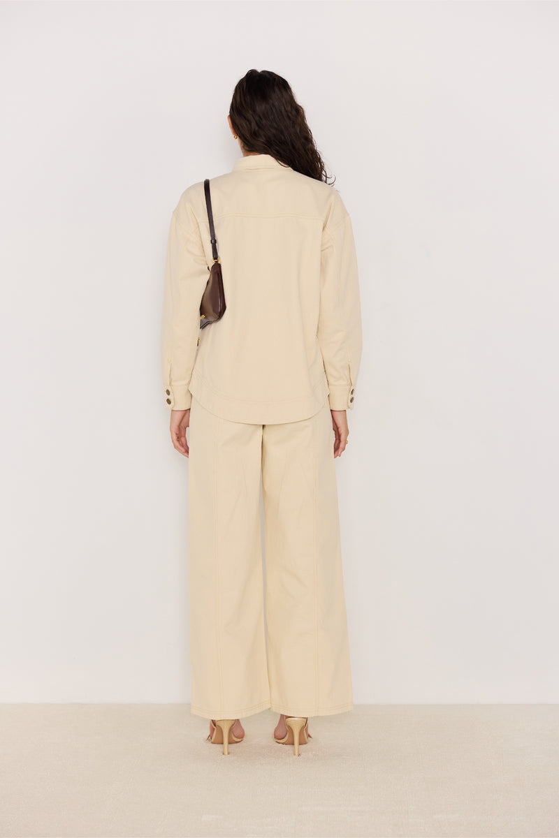 MINKPINK Jane Belted Drill Jacket - Ecru-Hand In Pocket