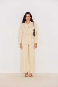 MINKPINK Jane Belted Drill Jacket - Ecru-Hand In Pocket