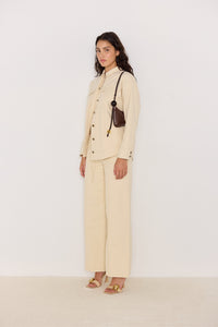MINKPINK Jane Belted Drill Jacket - Ecru-Hand In Pocket