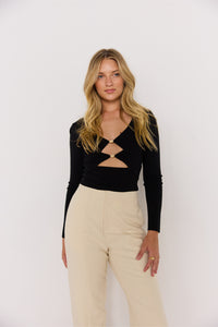 MINKPINK Saylor Knit Top - Black-Hand In Pocket