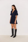 MINKPINK Camilla Short Sleeve Mini Dress - Indigo-Hand In Pocket