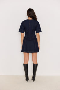 MINKPINK Camilla Short Sleeve Mini Dress - Indigo-Hand In Pocket