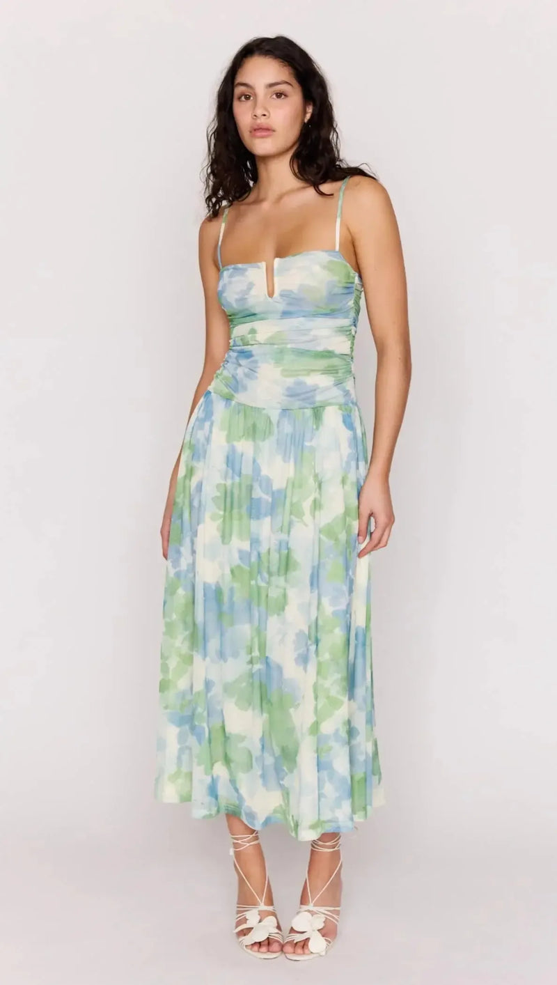 MINKPINK Carrie Mesh Maxi Dress - Watercolor-Hand In Pocket