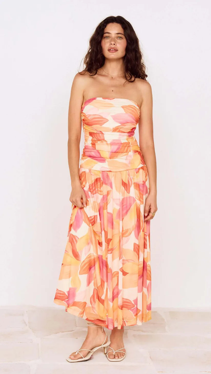 MINKPINK Solana Mesh Midi Dress - Abstract Leaf