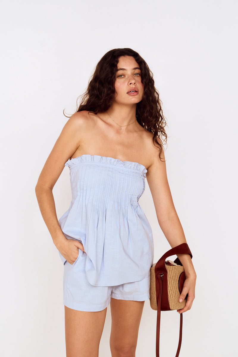 MINKPINK Ines Short Set - Sky Blue-Hand In Pocket