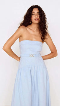 MINKPINK Ines Strapless Midi Dress - Sky Blue-Hand In Pocket
