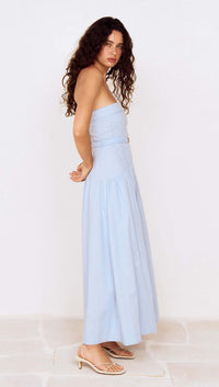 MINKPINK Ines Strapless Midi Dress - Sky Blue-Hand In Pocket
