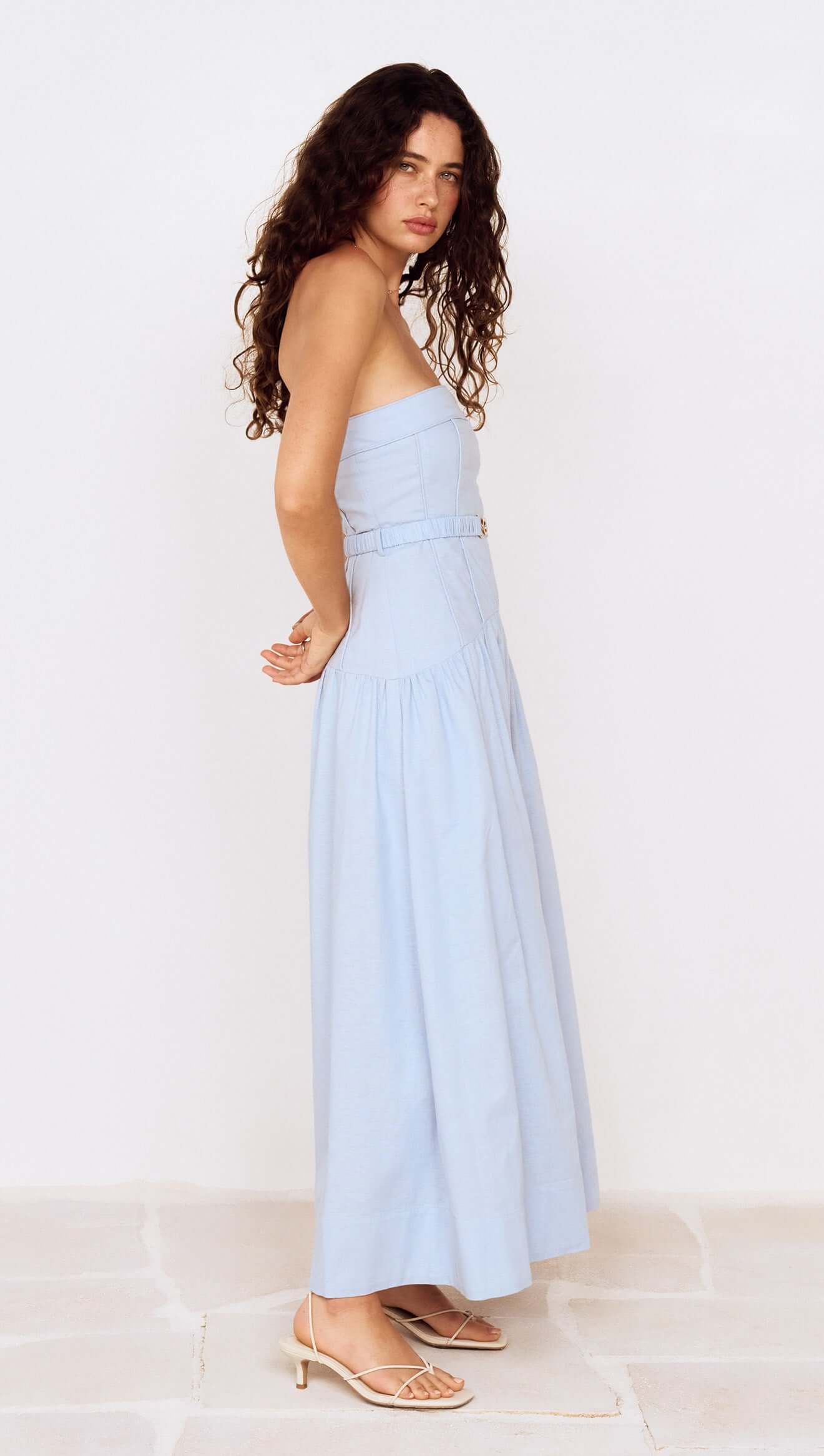MINKPINK Ines Strapless Midi Dress - Sky Blue-Hand In Pocket