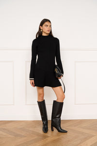 Minkpink Belle Knit Dress - Black/Cream-Hand In Pocket
