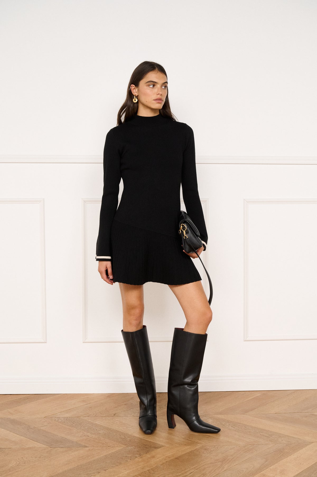 Minkpink Belle Knit Dress - Black/Cream-Hand In Pocket