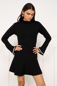 Minkpink Belle Knit Dress - Black/Cream-Hand In Pocket