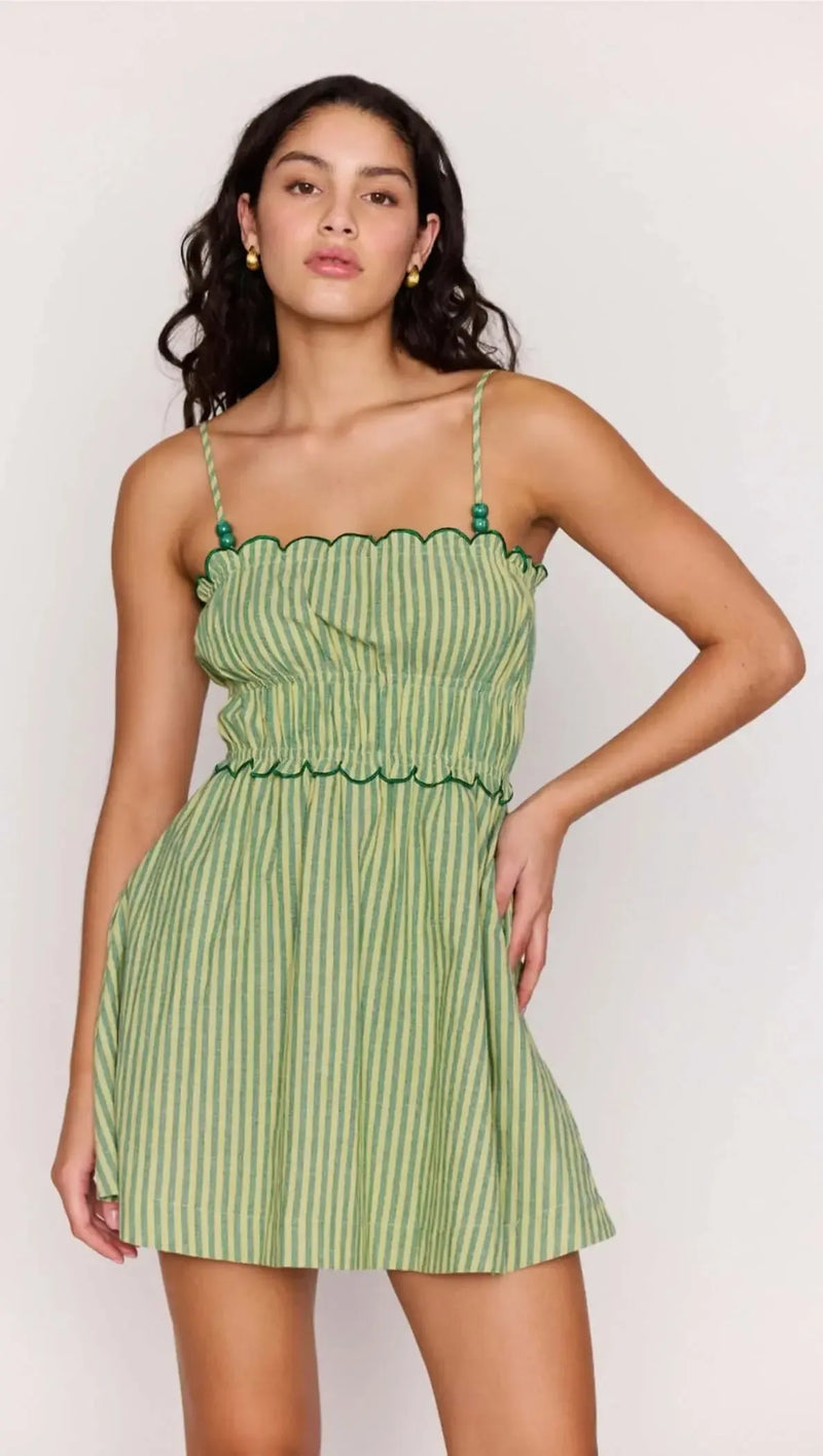 MINKPINK Capri Mini Dress - Green Stripe-Hand In Pocket
