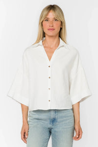 Velvet Heart Minx Blouse - Optic White-Hand In Pocket