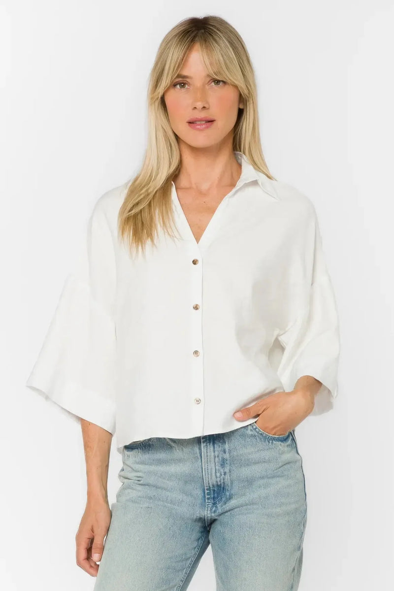 Velvet Heart Minx Blouse - Optic White-Hand In Pocket