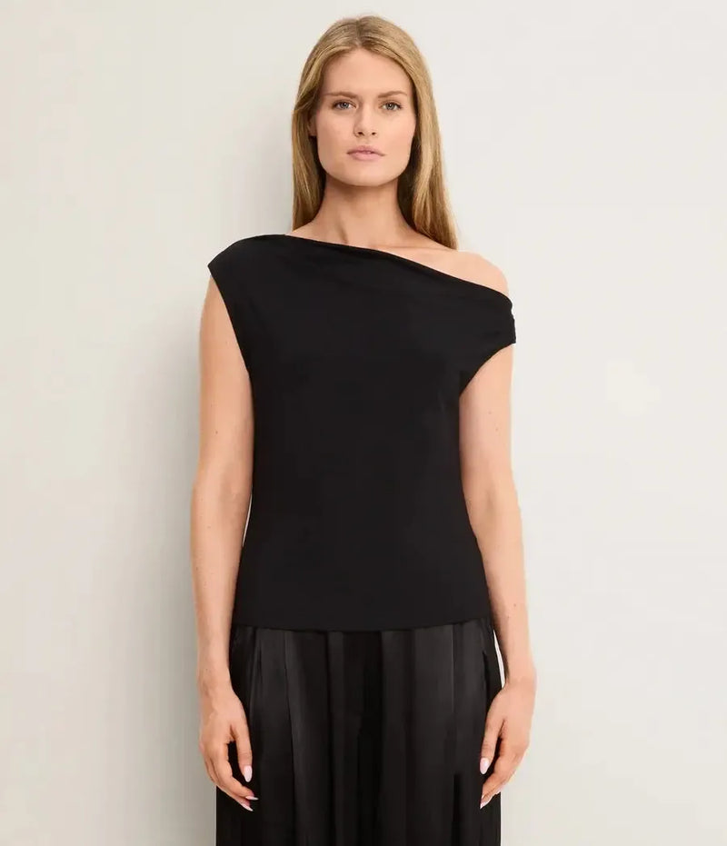 Michael Stars Delilah Off-shoulder Draped Top - Black-Hand In Pocket