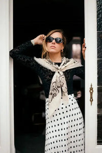 Colette Scarf Bandana - Ecru Black Grey-Hand In Pocket
