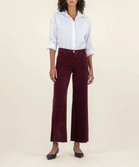 KUT Meg High Rise Fab Ab Wide Leg Corduroy - Dark Plum