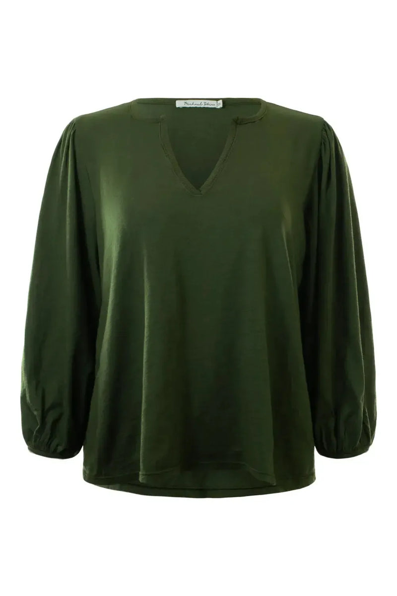 Michael Stars Gabi Puff Sleeve Top - Topiary-Hand In Pocket