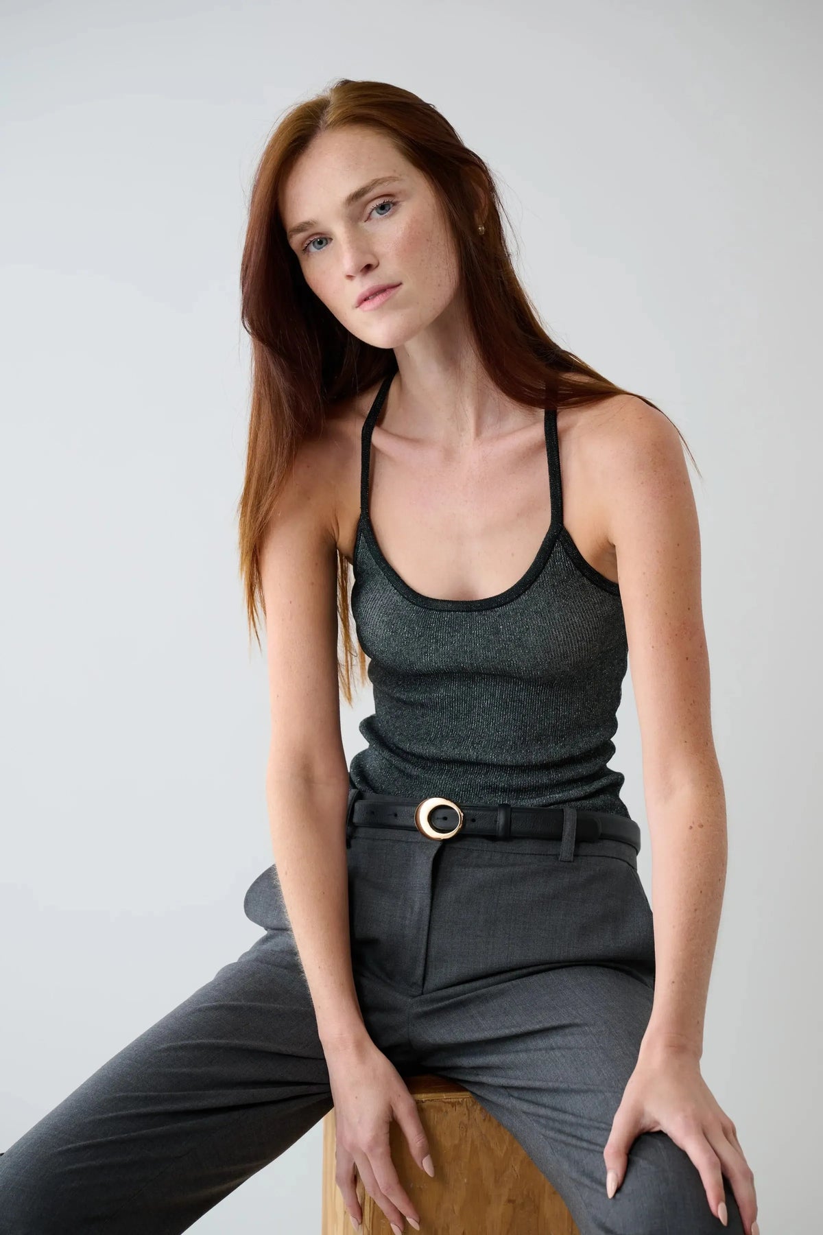 Laurel & Gold Hayworth Belt- Black-Hand In Pocket