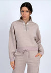 RD Style Mailyn Half Zip - Taupe-Hand In Pocket