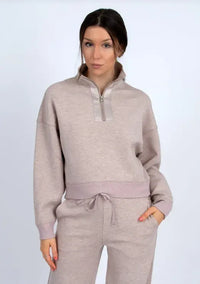 RD Style Mailyn Half Zip - Taupe-Hand In Pocket