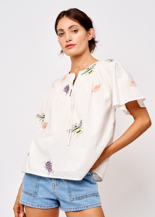 Ciebon Embroidered "Bug" Blouse-Hand In Pocket