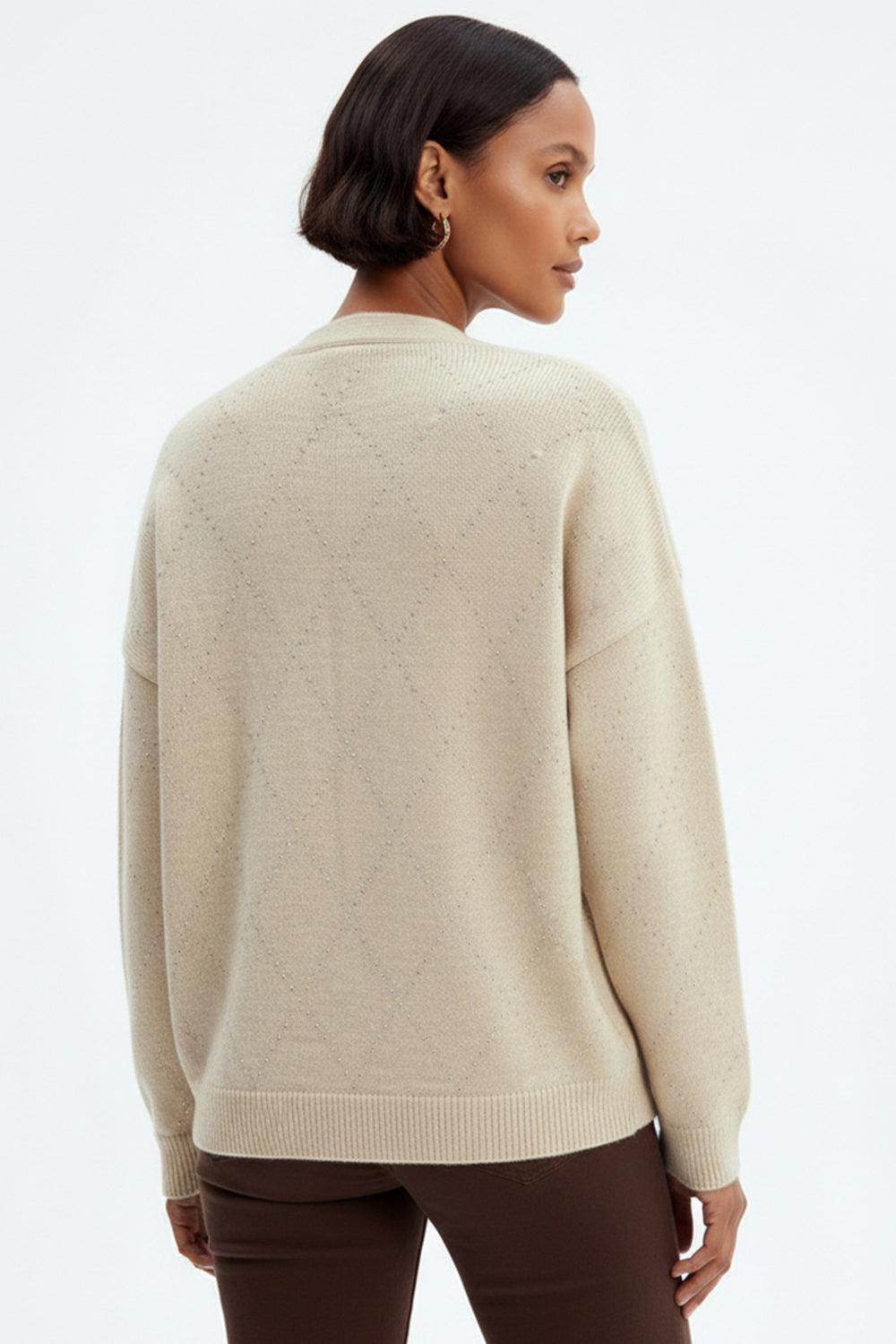 Exquise Novais K.Cardigan - Ecru-Hand In Pocket