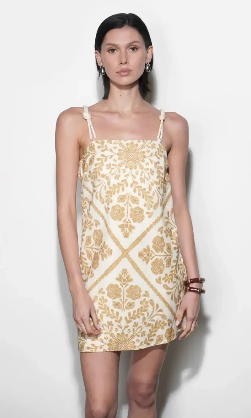 Greylin Nadine Mini Dress - Brown/Yellow-Hand In Pocket