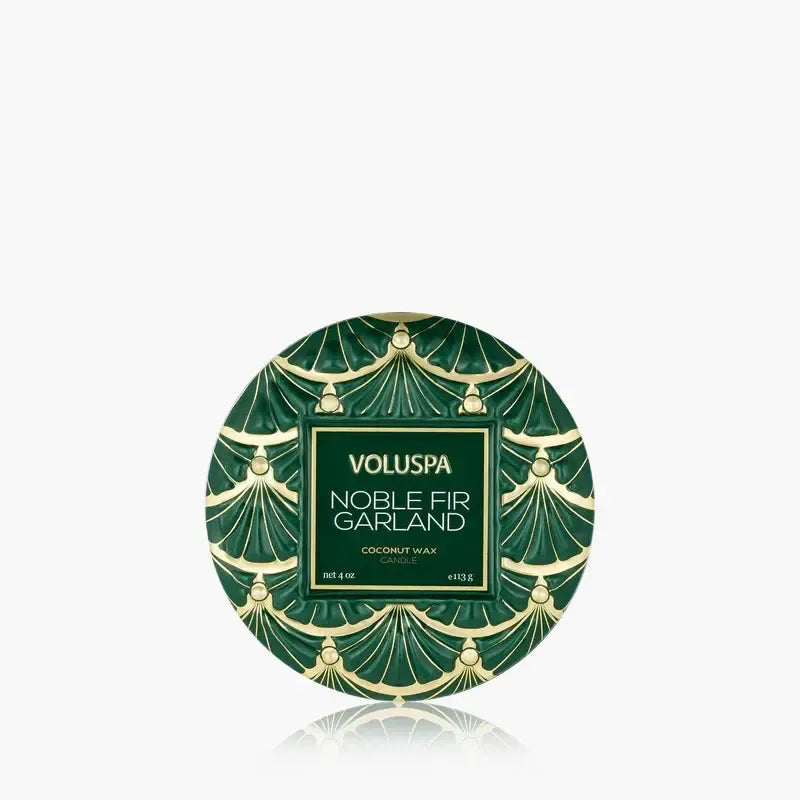 Voluspa Mini Tin Candle - Noble Fir Garland-Hand In Pocket