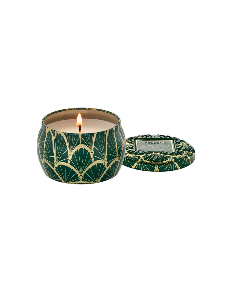 Voluspa Mini Tin Candle - Noble Fir Garland-Hand In Pocket