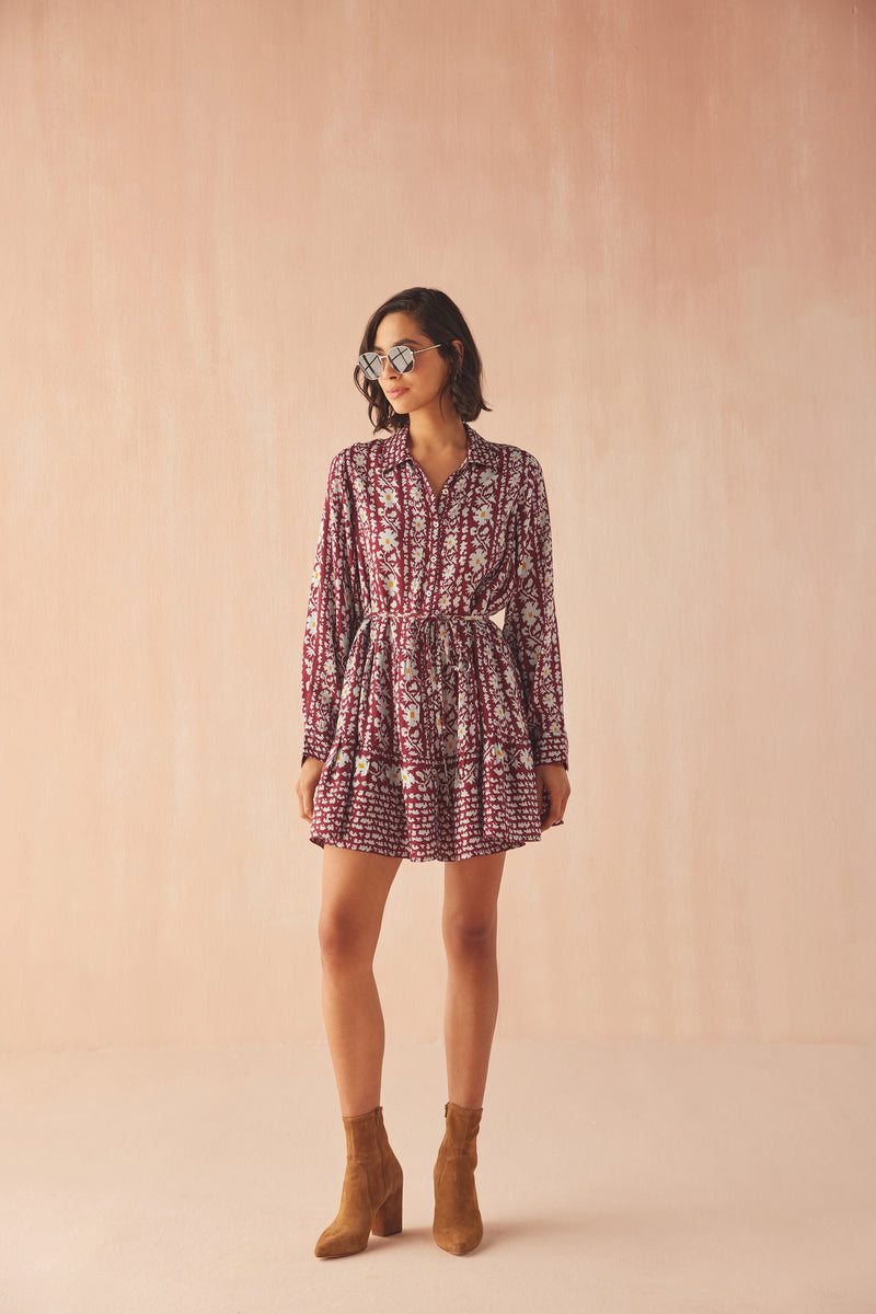 Omika Tula Mini Dress - Esme Garnet-Hand In Pocket
