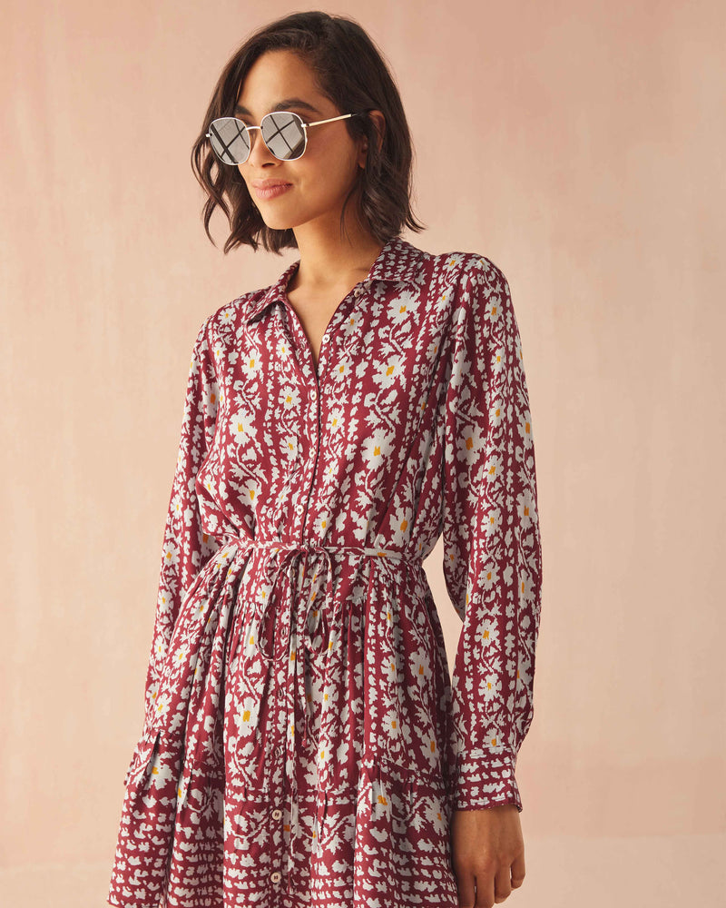Omika Tula Mini Dress - Esme Garnet-Hand In Pocket