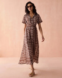 Omika Amira Shirtdress - Nari Cacao-Hand In Pocket