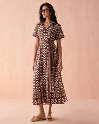 Omika Amira Shirtdress - Nari Cacao-Hand In Pocket