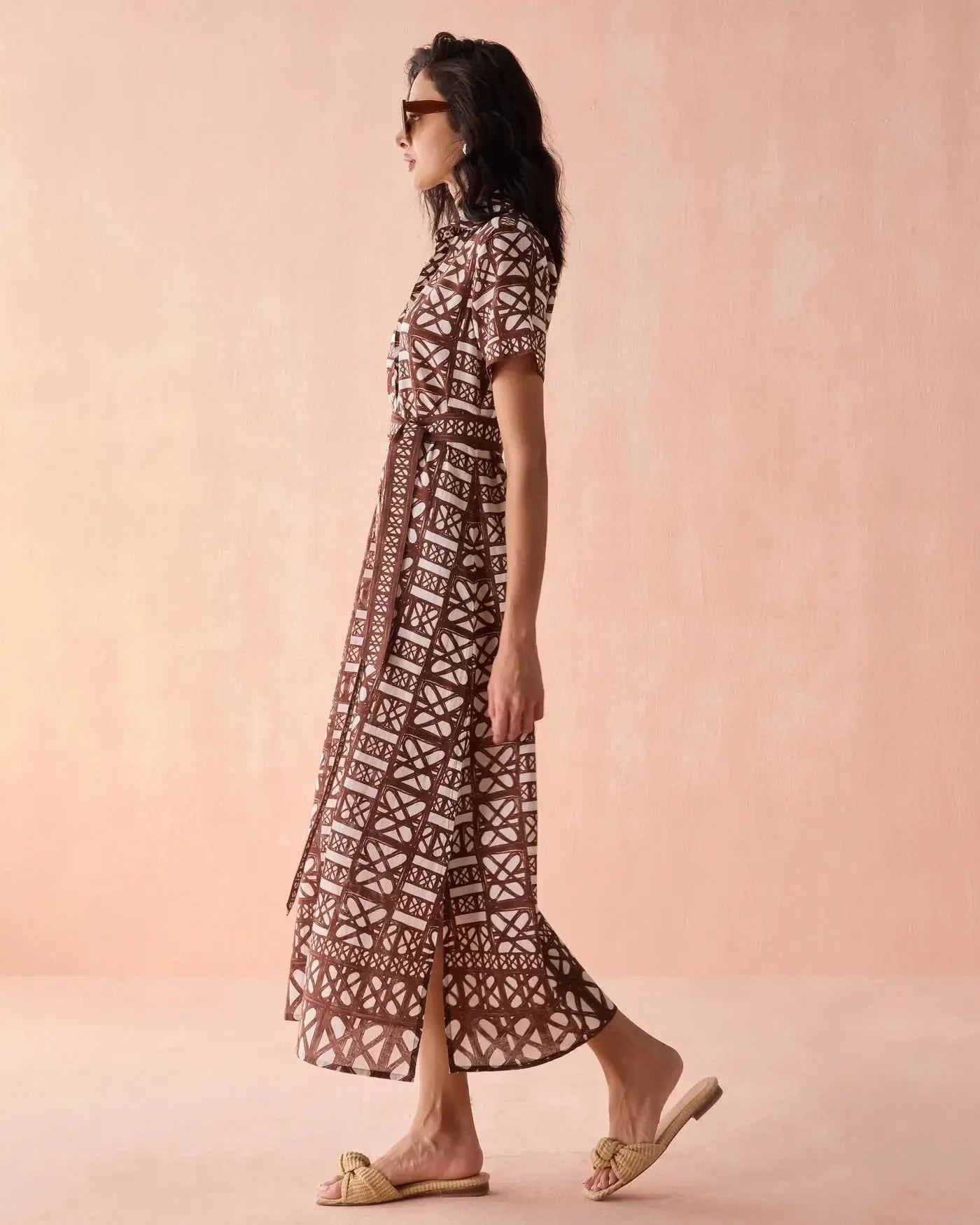 Omika Amira Shirtdress - Nari Cacao-Hand In Pocket