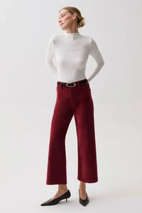 Pistola Penny Crop High Rise Wide Leg Crop - Deep Crimson-Hand In Pocket
