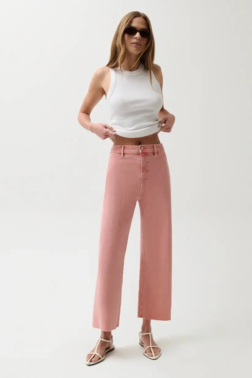 Pistola Penny Wide Leg Crop - Coral Rose-Hand In Pocket
